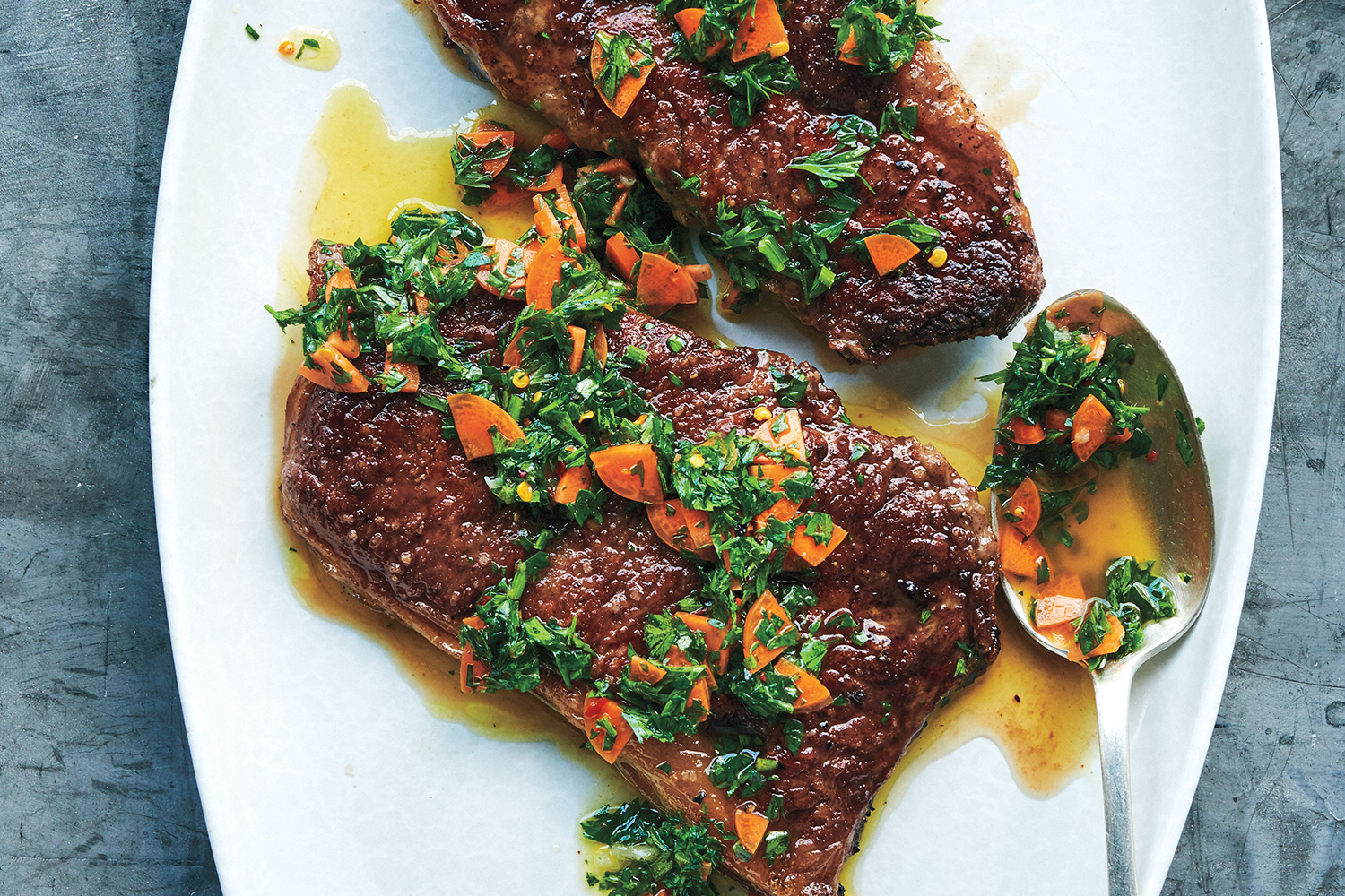 3-Minute Steaks with Carrot Chimichurri : Foodwise