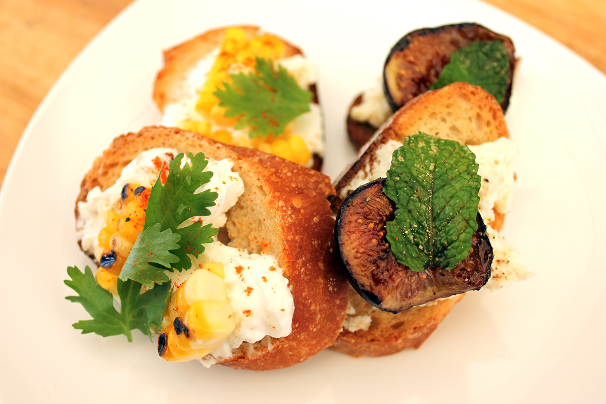 Grilled Corn, Cotija, and Cilantro Crostini, and Grilled Figs and Ricotta Toast : Foodwise