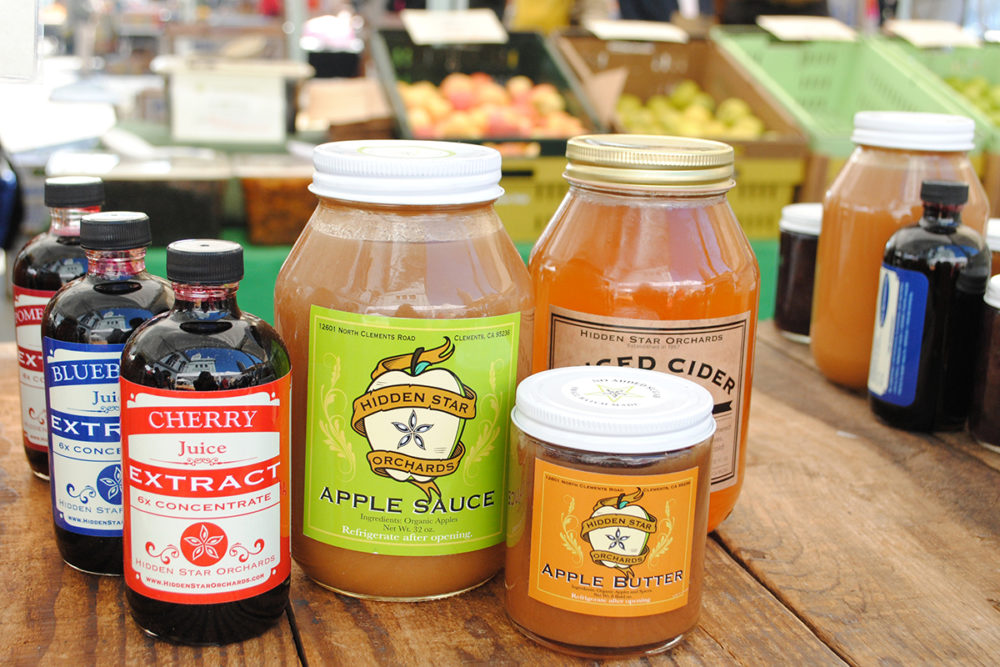Hidden Star Orchards products, including preserves and apple sauces.
