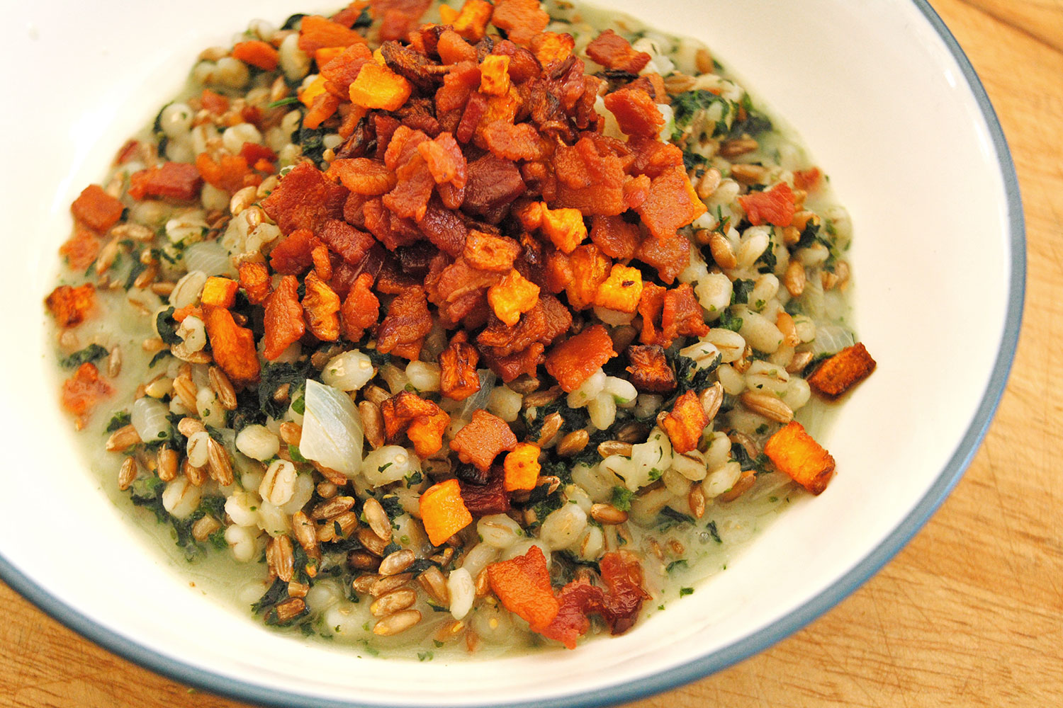 Nettle Porridge with Butternut Squash and Bacon : Foodwise