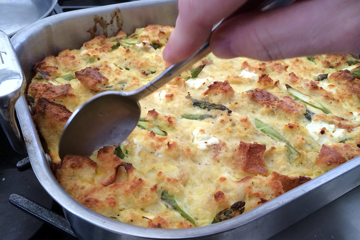 Asparagus, Leek, and Goat Cheese Strata : Foodwise