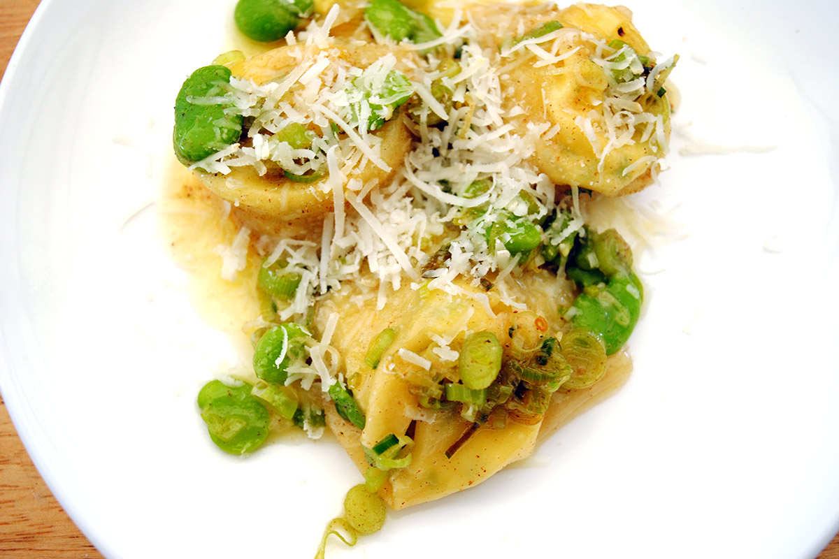 Fresh Goat Cheese & Fava Bean Dumplings, Spring Garlic, Meyer Lemon & Aged Goat Cheese : Foodwise