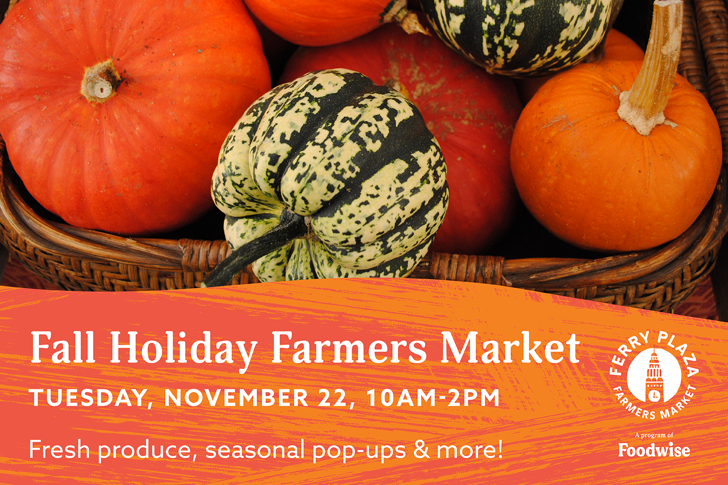 Foodwise Fall Holiday Farmers Market graphic with winter squash