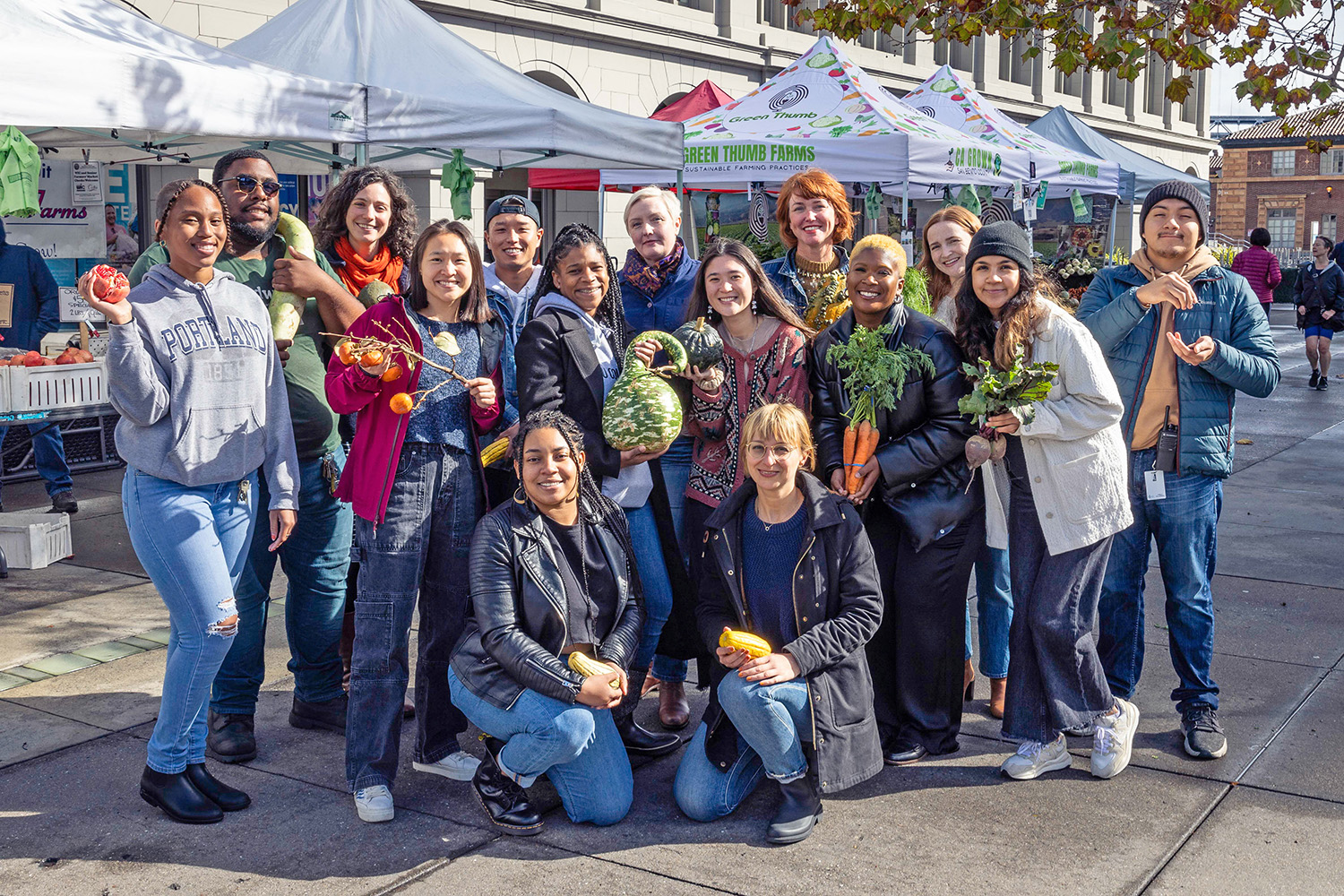 Group photo of the Foodwise staff at the Ferry Plaza Farmers Market