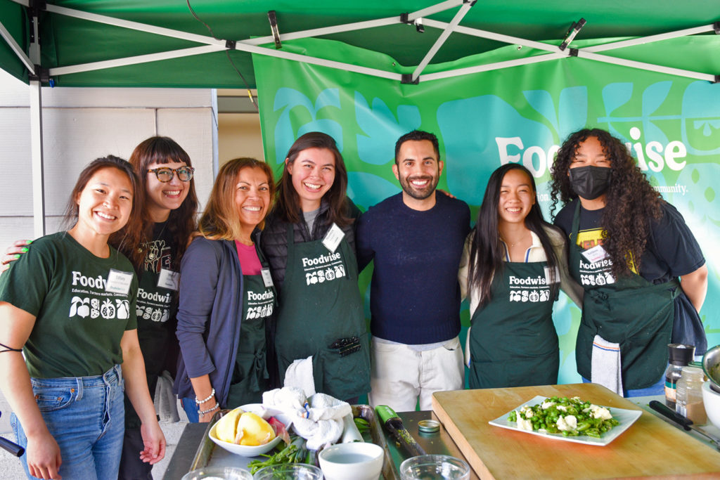 Volunteers at a Foodwise Cooking Demo at the Ferry Plaza Farmers Market