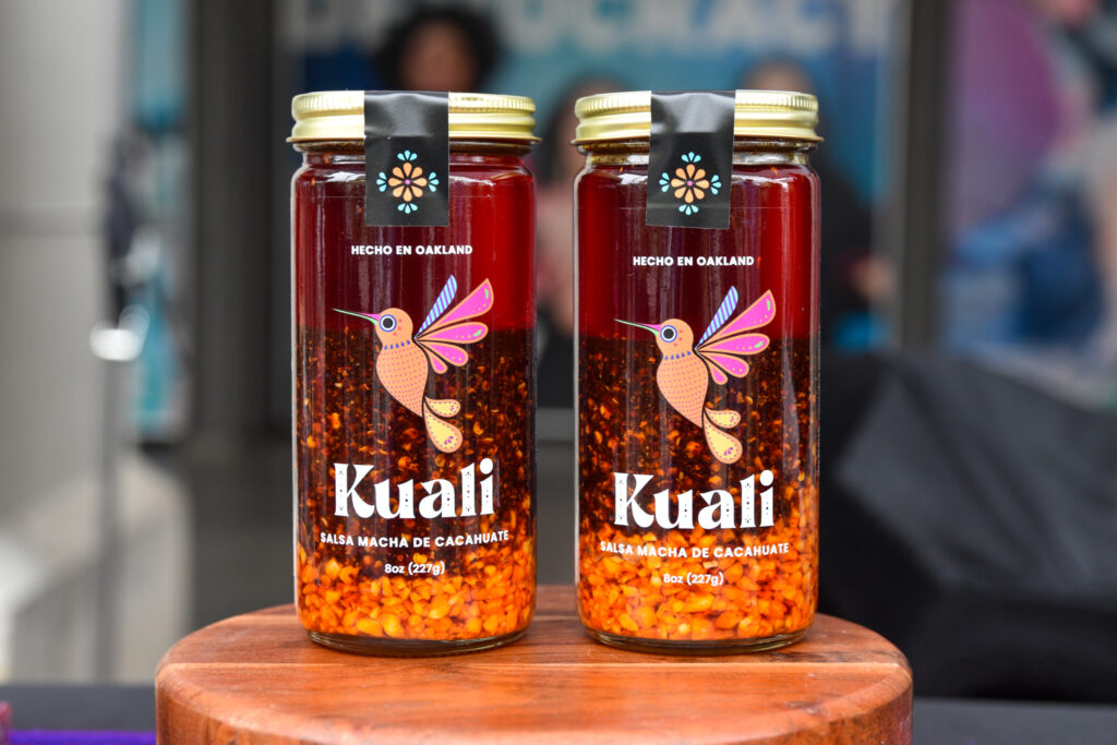 Kuali's salsa macha jars, with a hummingbird logo
