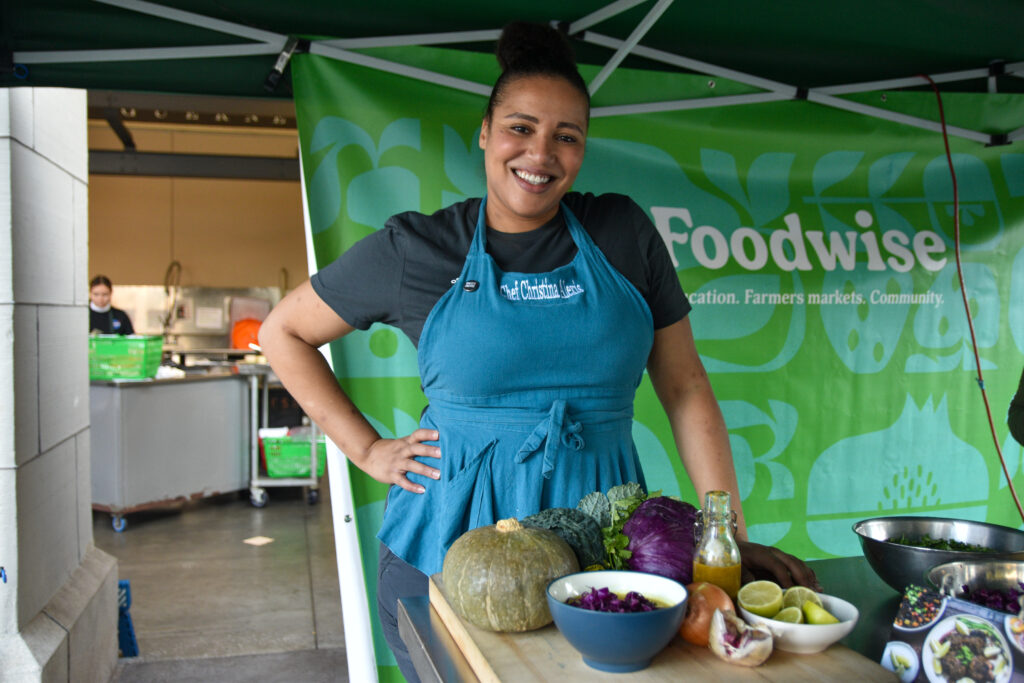 Christina Alexis poses at the Foodwise Classroom at the Ferry Plaza Farmers Market in San Francisco.